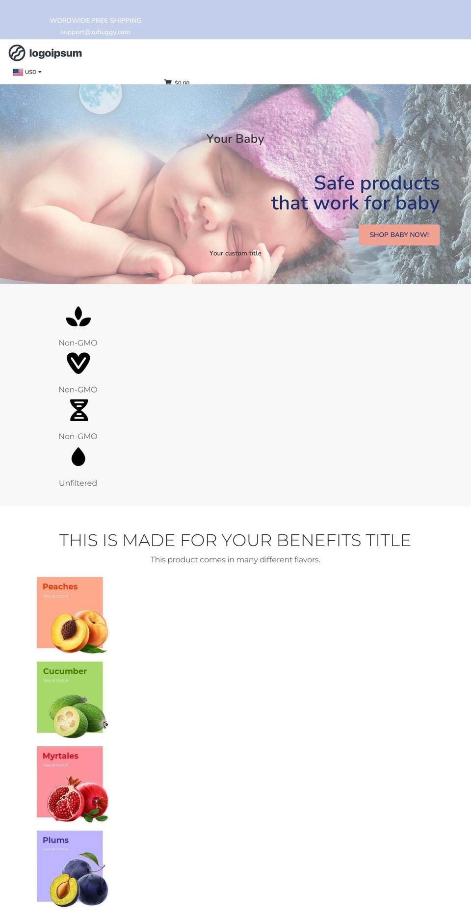 Childhood Shopify theme site example zuhuggy.com