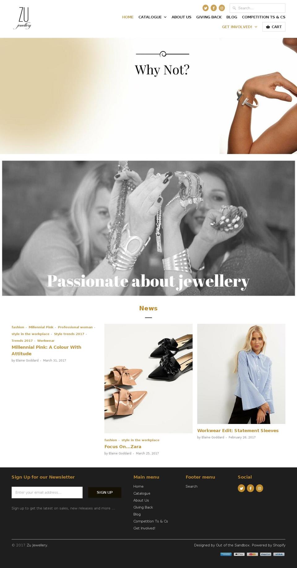 zujewellery.com shopify website screenshot