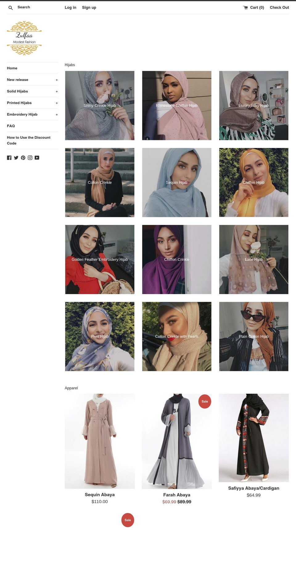 zulfaa.com — Shopify storefront screenshot