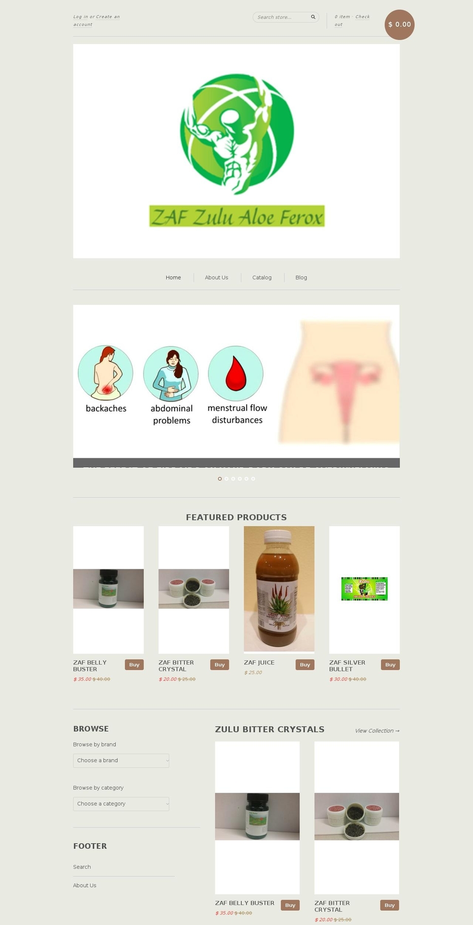 zulualoeferox.com shopify website screenshot
