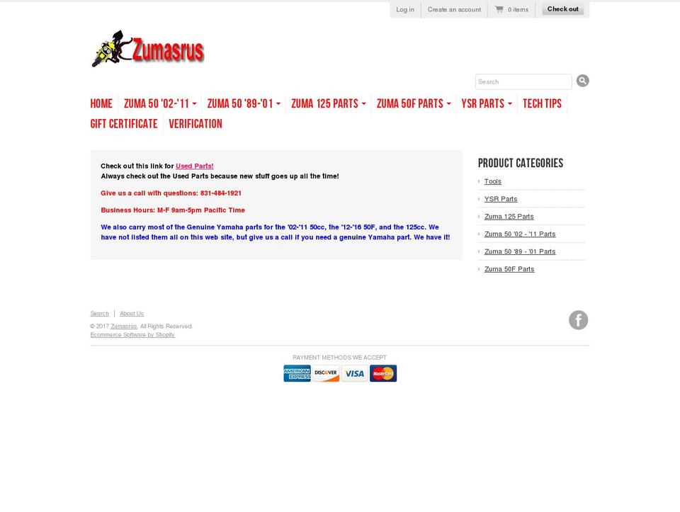 zumasrusstore.com shopify website screenshot