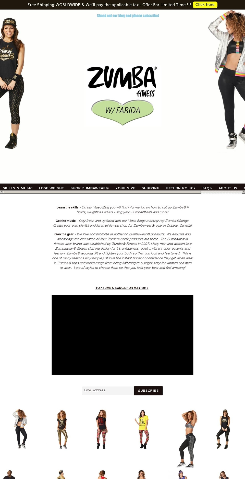 zumbawear.ca shopify website screenshot