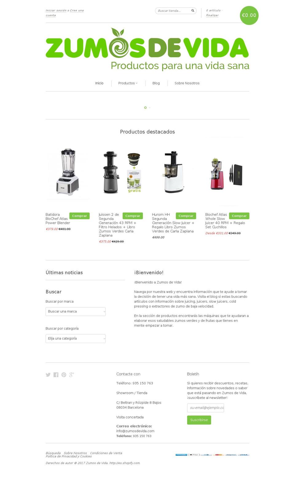 zumosdevida.com shopify website screenshot
