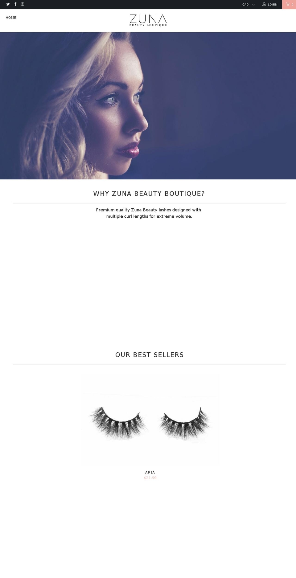 zunabeauty.com — Shopify storefront screenshot