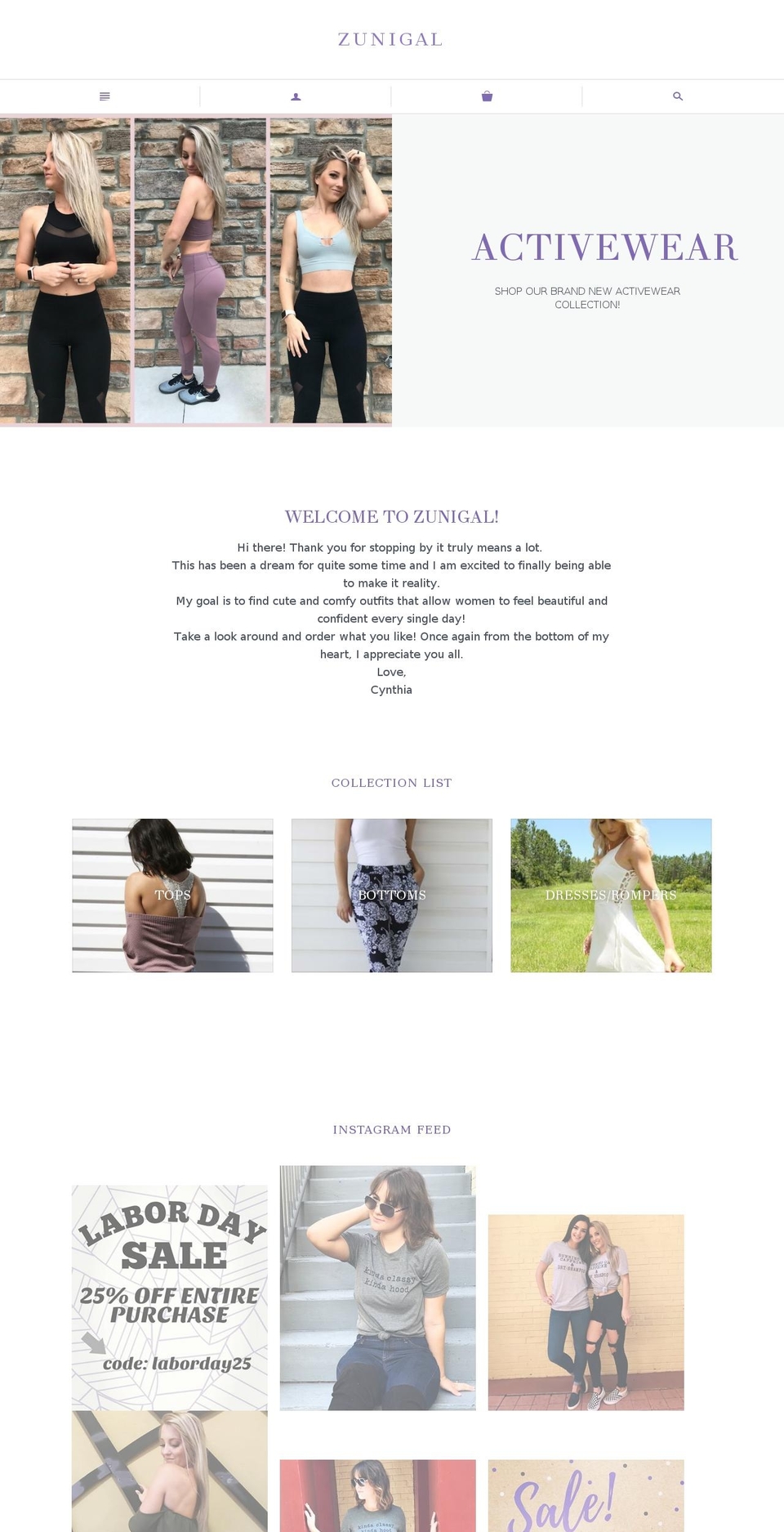 zunigal.com — Shopify storefront screenshot