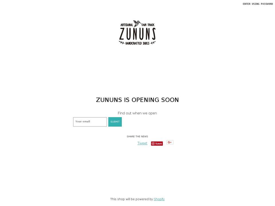 zununs.com shopify website screenshot