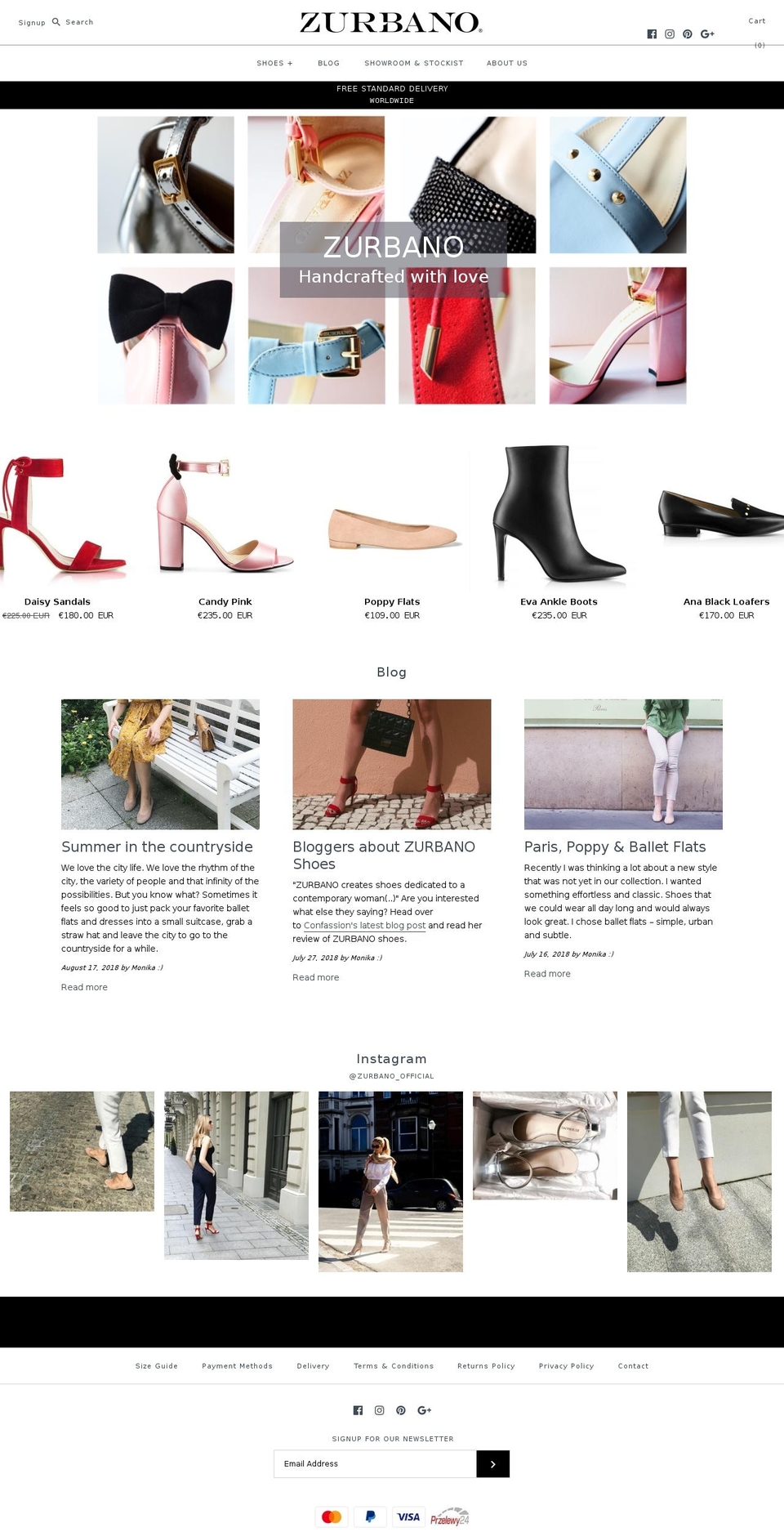 zurbanoshoes.com shopify website screenshot