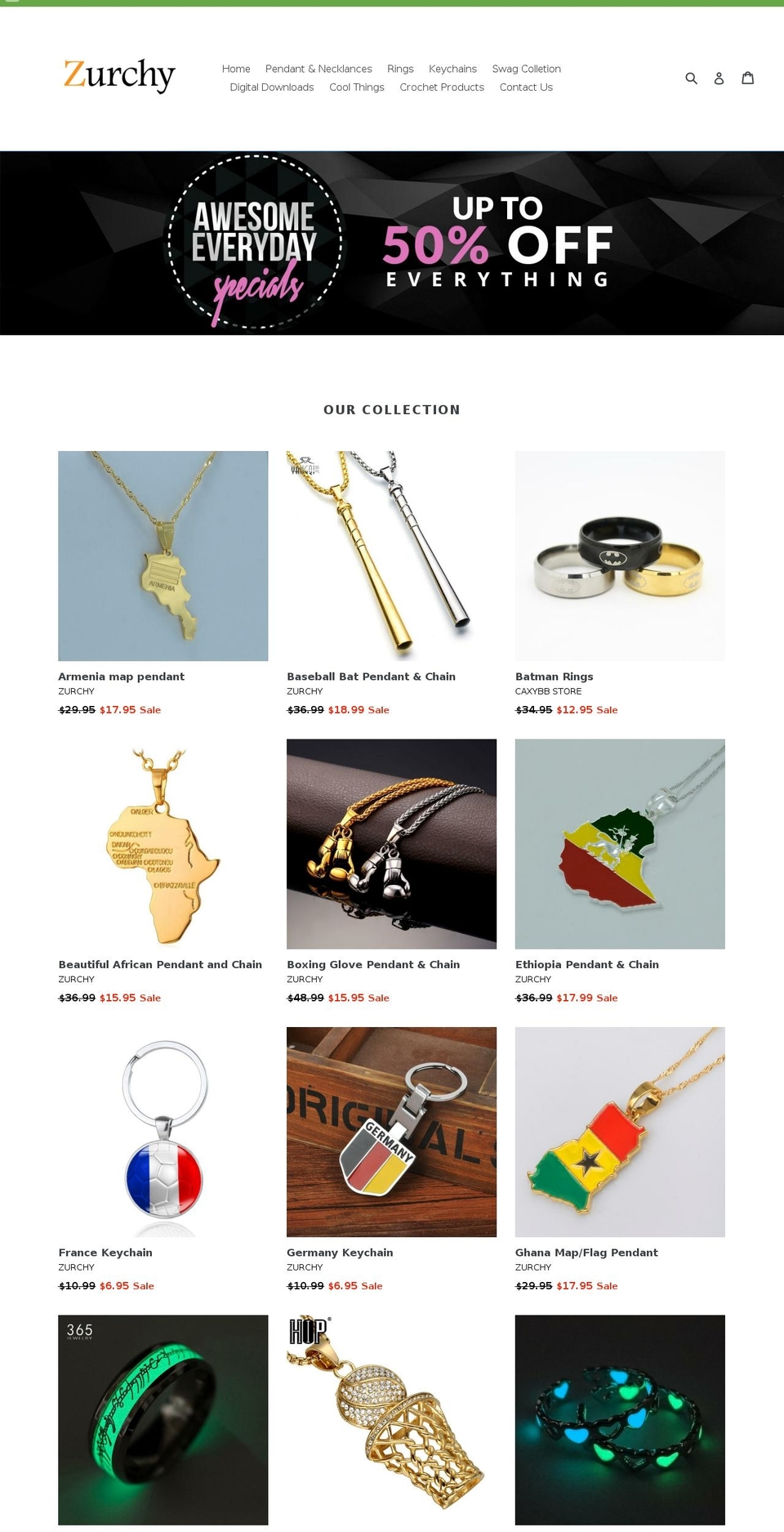 zurchy.net shopify website screenshot