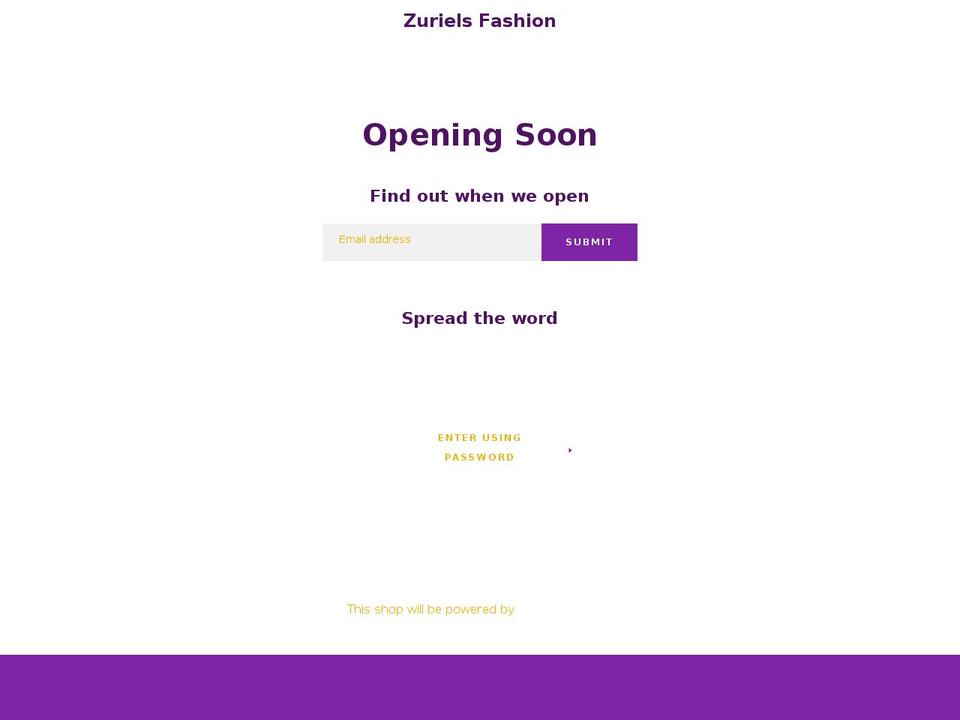 zurielsfashion.com — Shopify storefront screenshot
