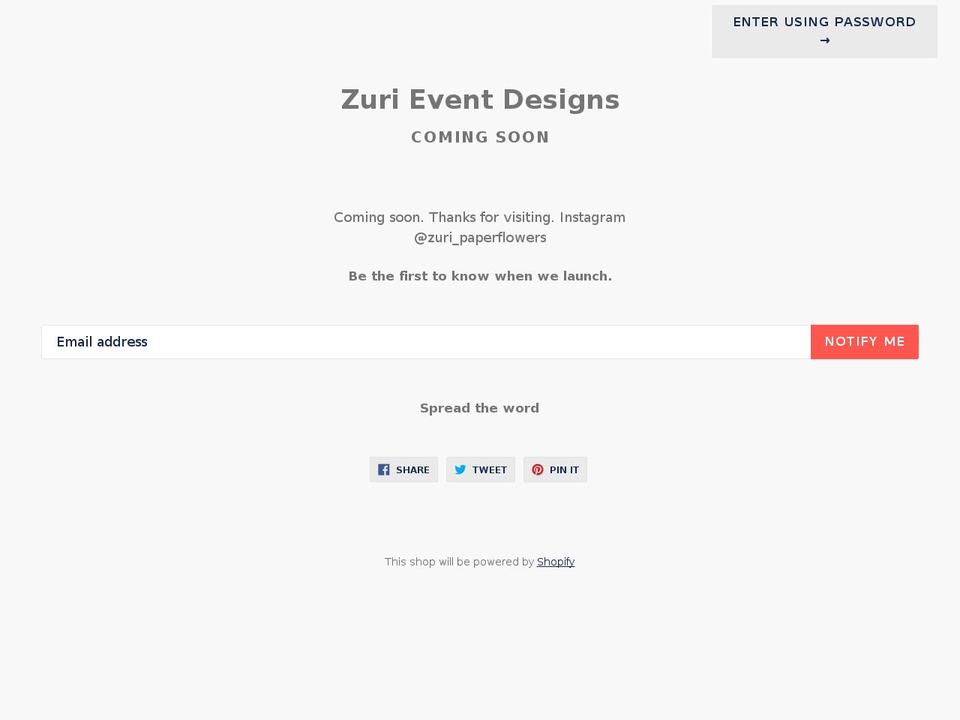 zuripaperflowers.com shopify website screenshot