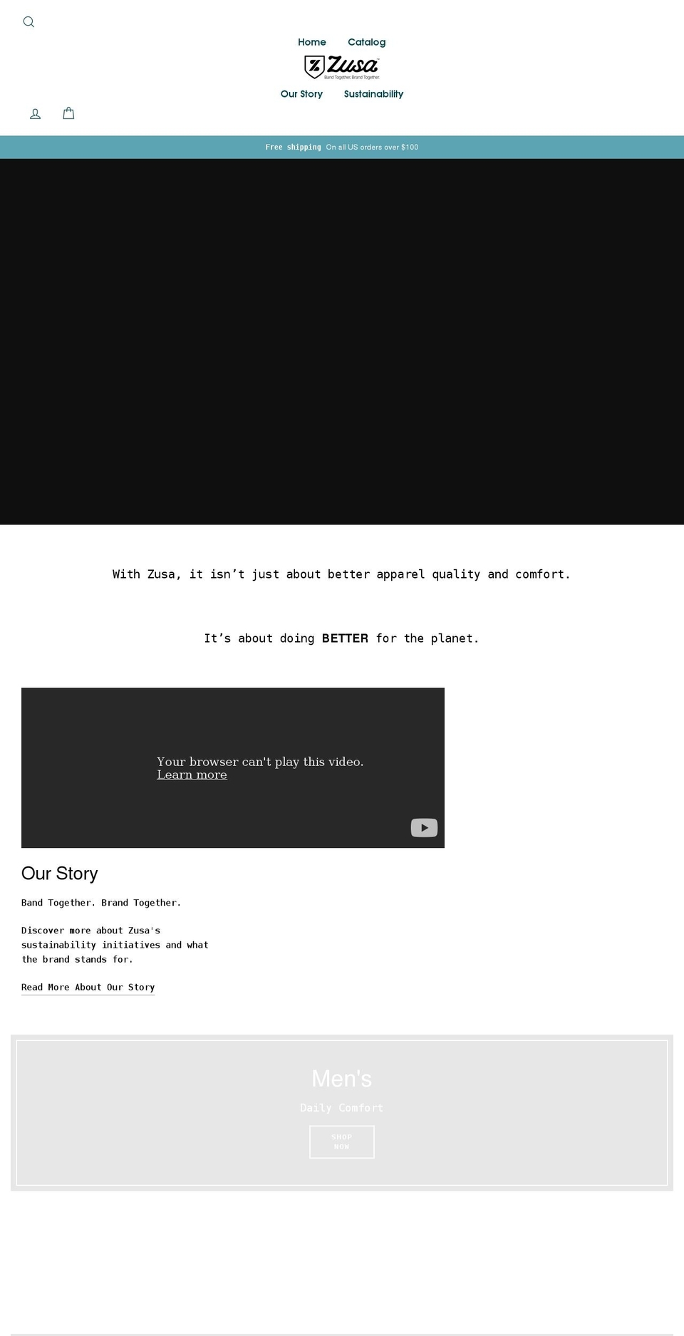 zusa.com shopify website screenshot