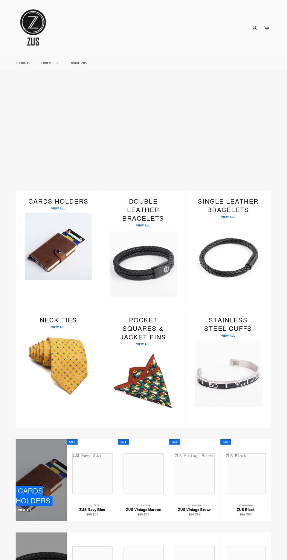 zusonline.com shopify website screenshot