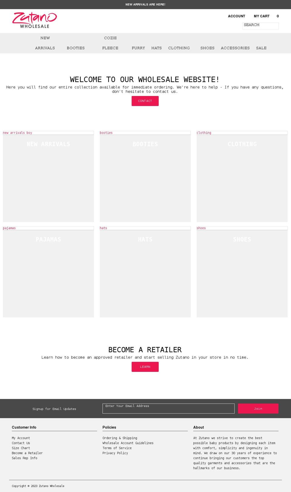 zutwholesale.com shopify website screenshot