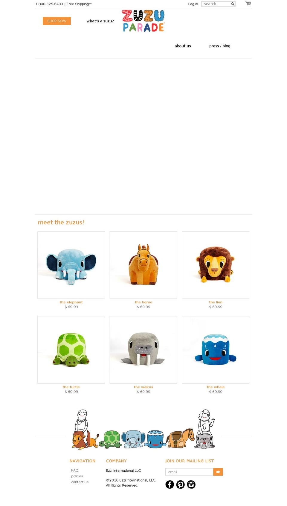 zuzuparade.com shopify website screenshot