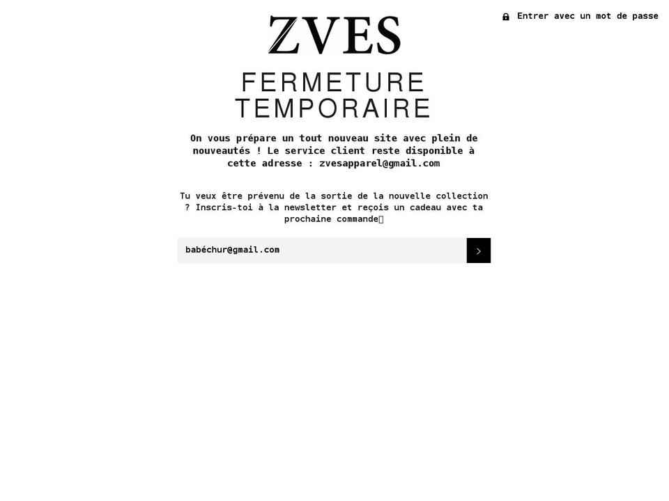 zvesapparel.com shopify website screenshot