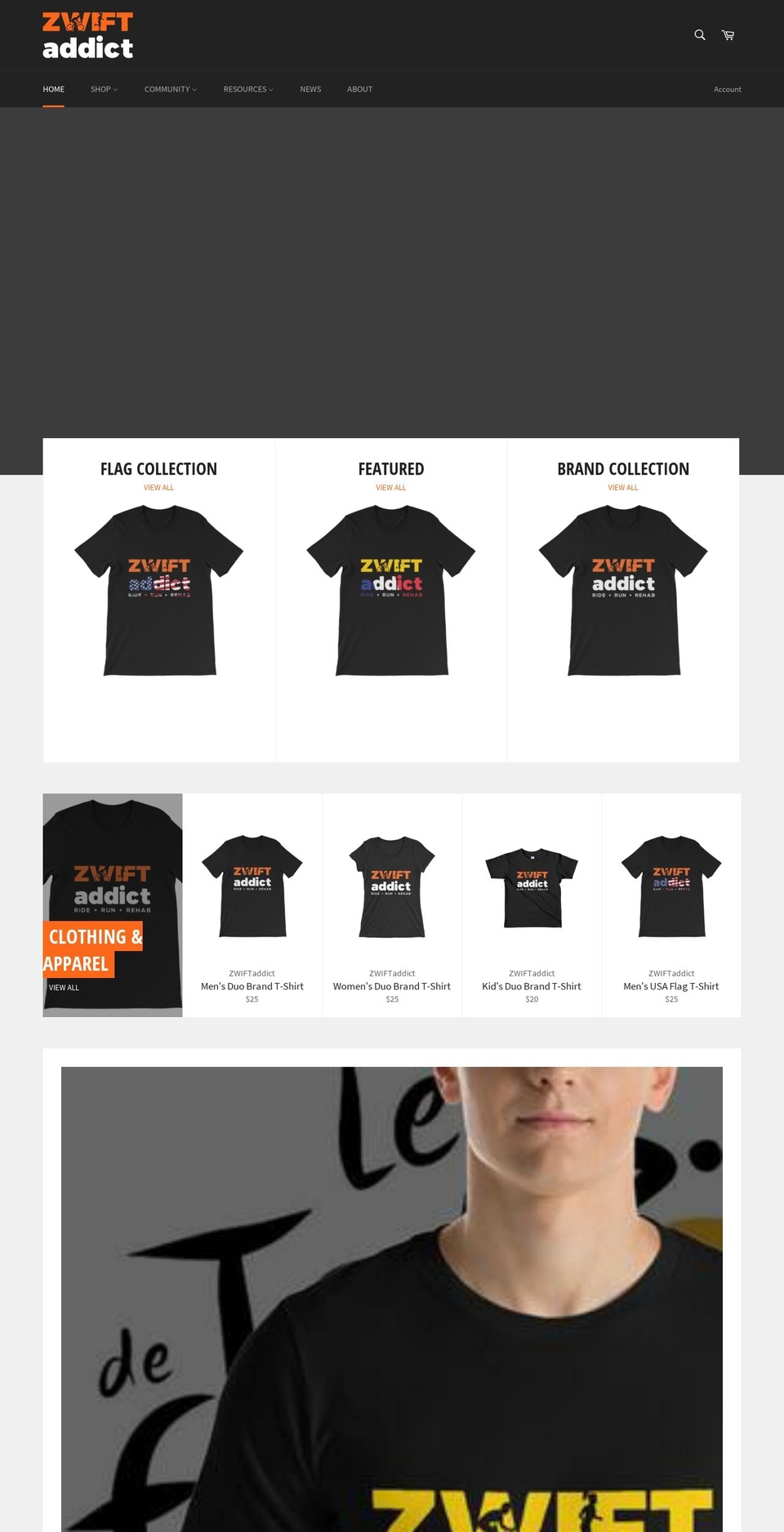 zwiftaddict.com — Shopify storefront screenshot