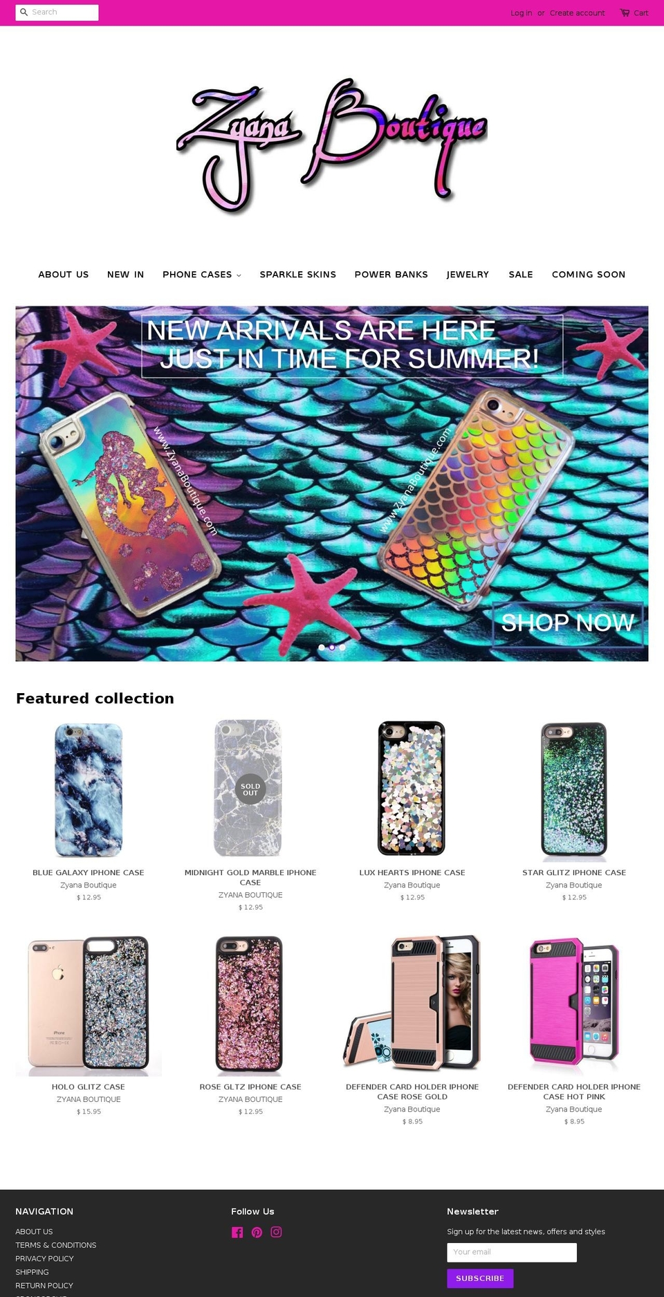zyanaboutique.com — Shopify storefront screenshot