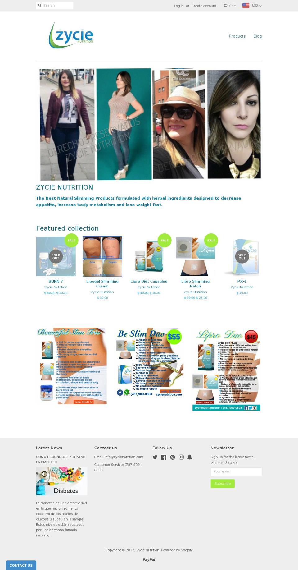 zycienutrition.com shopify website screenshot