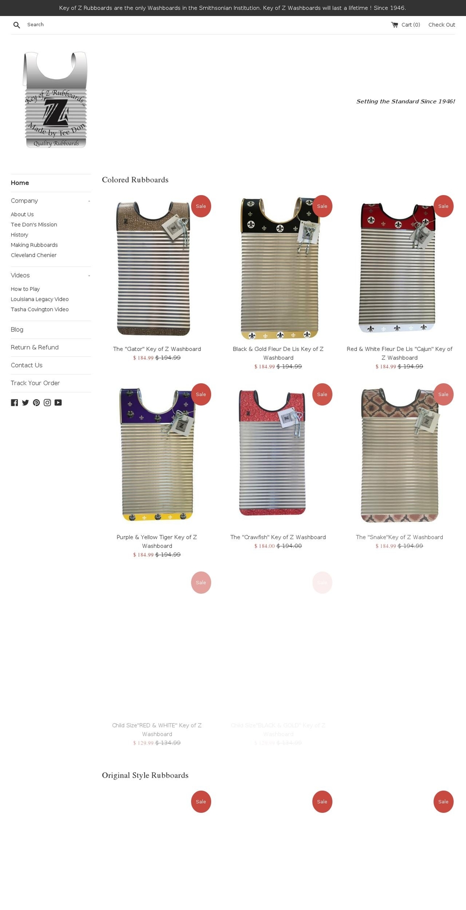 zydecorubboards.com — Shopify storefront screenshot