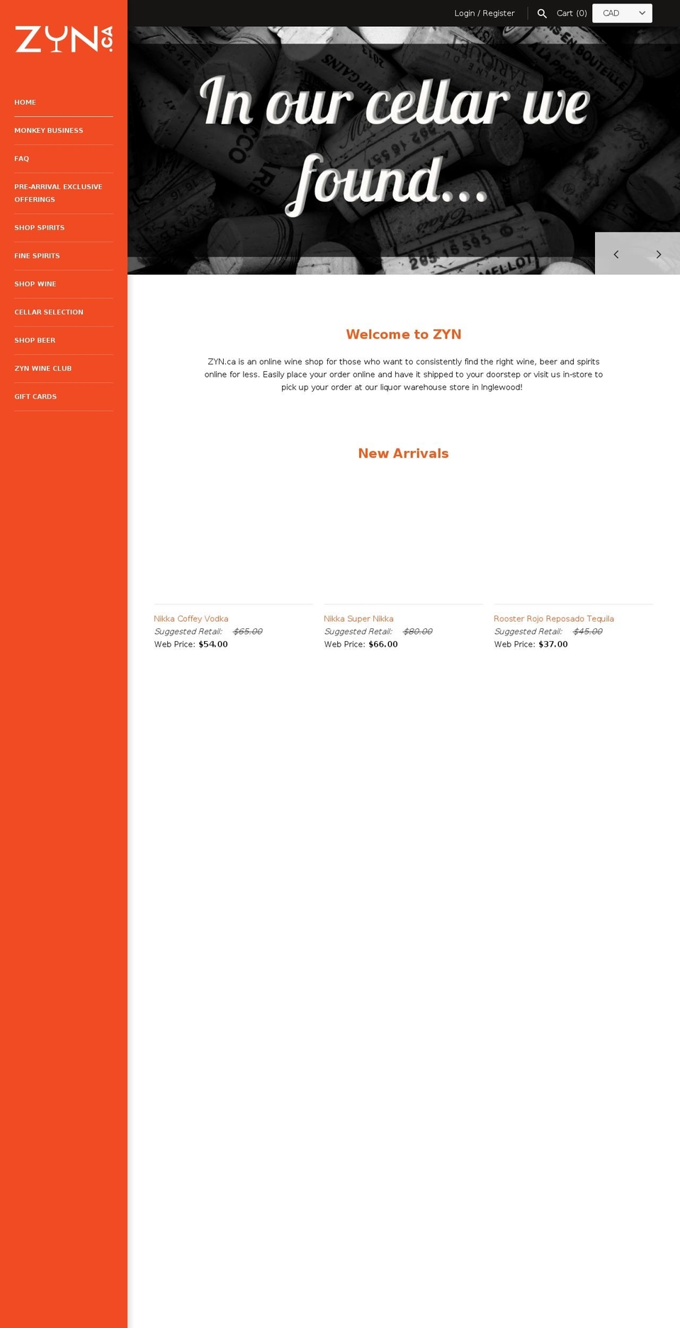 zyn.ca shopify website screenshot