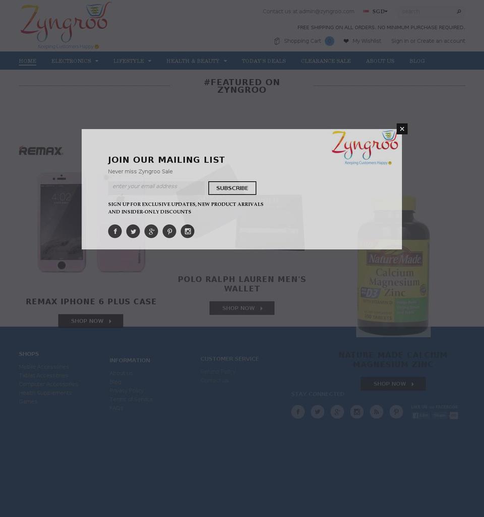 zyngroo.com shopify website screenshot