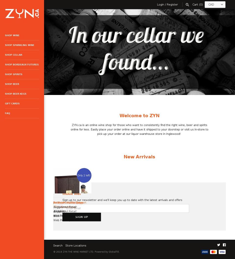 zynwine.com — Shopify storefront screenshot