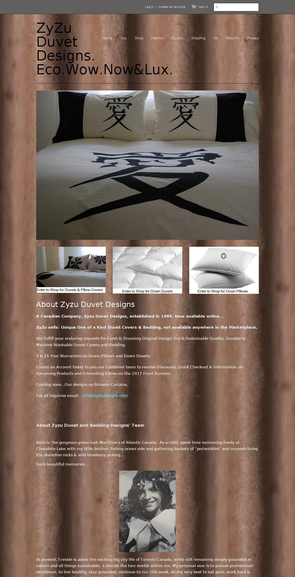 zyzu-duvet-designs.com shopify website screenshot