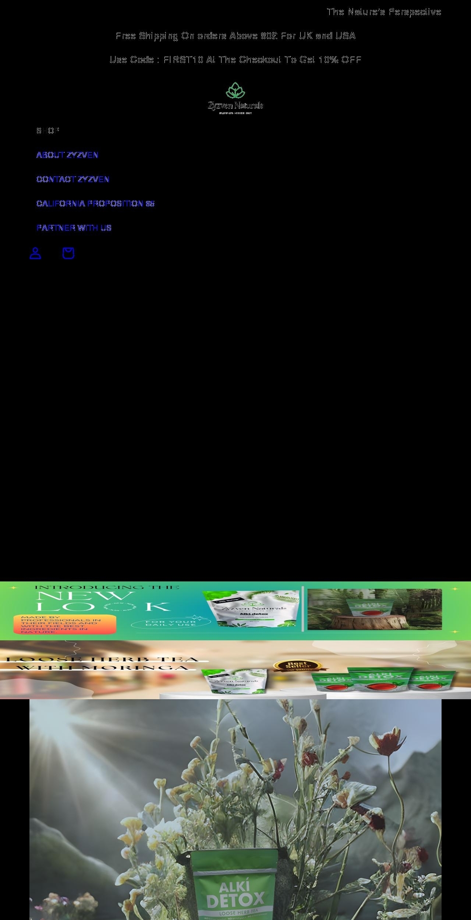 zyzvennaturals.com shopify website screenshot