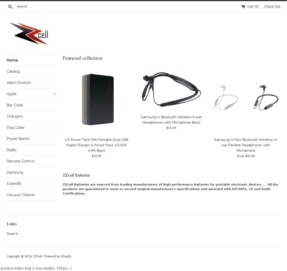 zzcell.com shopify website screenshot