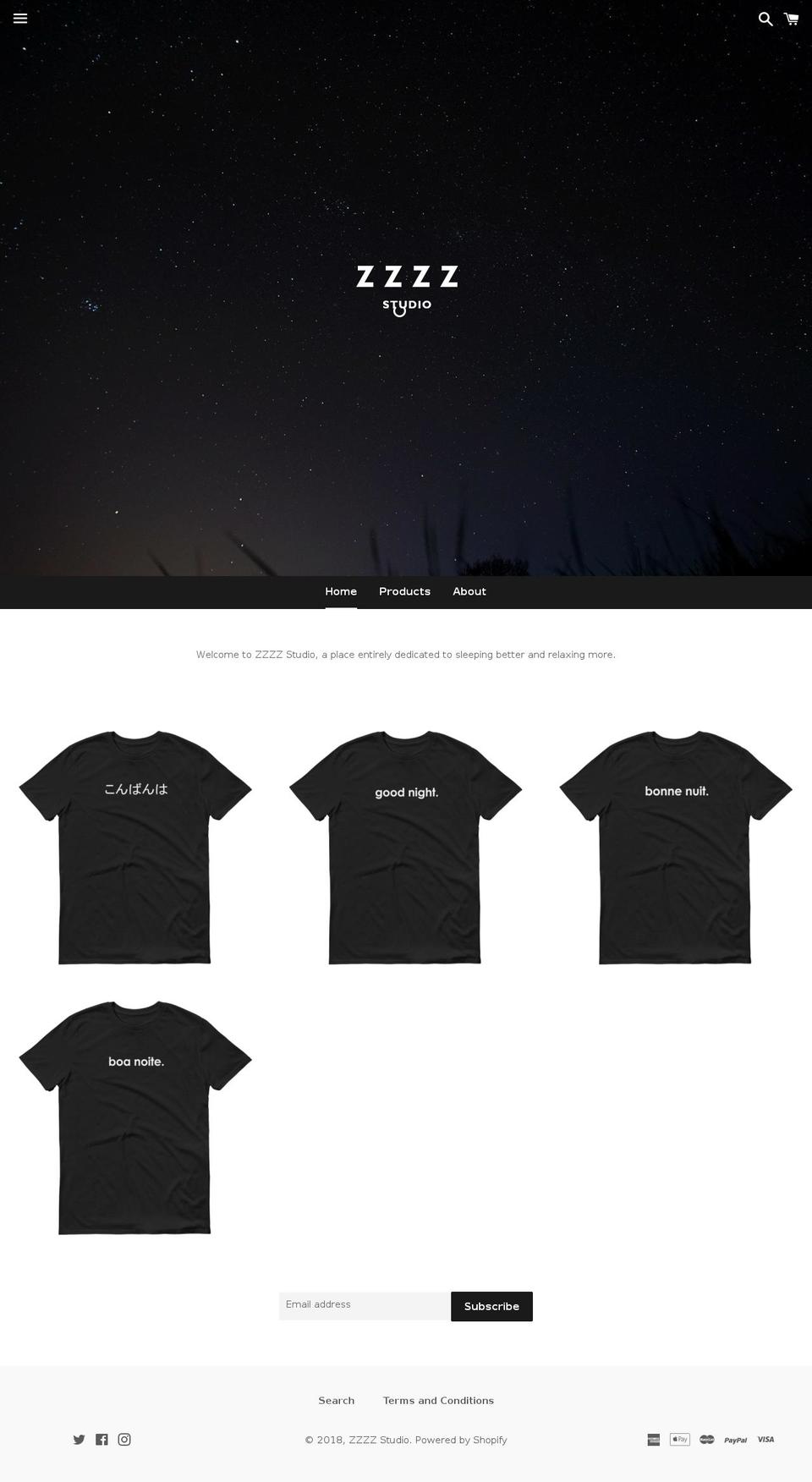 zzzzstudio.com — Shopify storefront screenshot